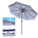 Supfirm Outdoor Patio Umbrella 9-Feet Flap Market Table Umbrella 8 Sturdy Ribs with Push Button Tilt and Crank, blue/white with Flap[Umbrella Base is not Included]