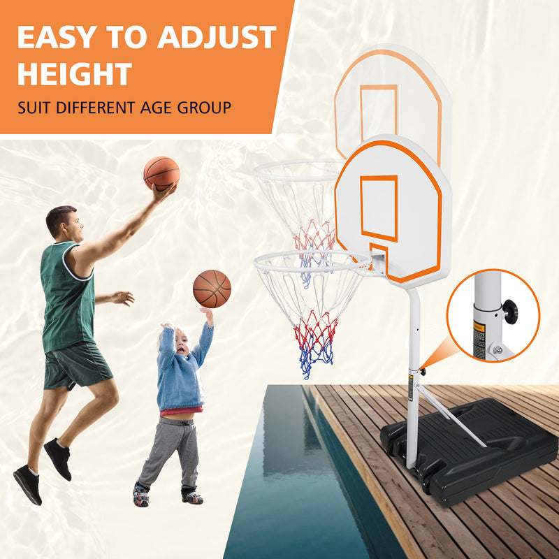 Supfirm Poolside Basketball Hoop Portable Swimming Pool Basketball System Height Adjustable 3.1ft-4.7ft with 36" Backboard for Indoor Outdoor Use Orange