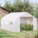 Supfirm 11.5' x 10' x 6.5' Outdoor Walk-in Greenhouse, Tunnel Green House with Roll-up Windows, Zippered Door, PE Cover, Heavy Duty Steel Frame, White