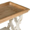 Supfirm 35.5" x 14" x 32" Distressed White and Natural Wood Shelf Tray, French Country Console Table