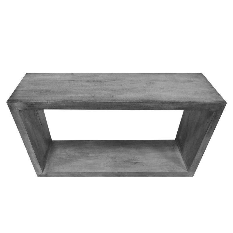 Supfirm 52" Cube Shape Wooden Console Table with Open Bottom Shelf, Charcoal Gray