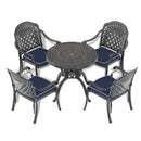 Supfirm Ø31.50-inch Cast  Aluminum Patio Dining Table with Black Frame and Umbrella Hole