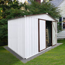 Supfirm Metal garden sheds 10ftx8ft outdoor storage sheds white+coffee