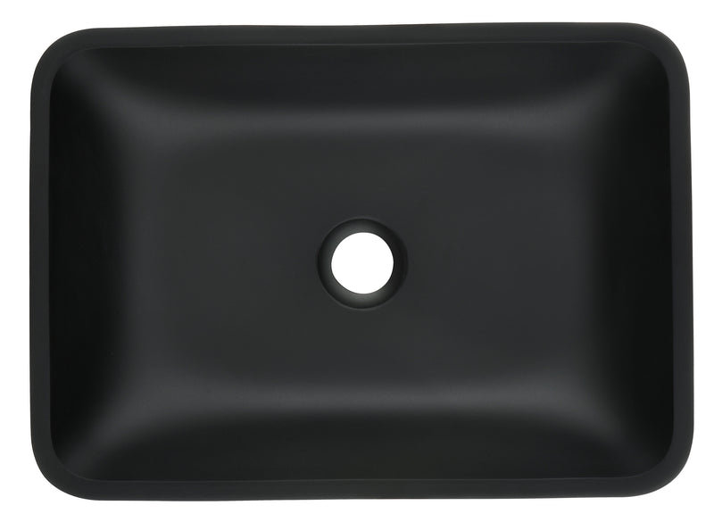 Supfirm Supfirm 13.0" L -18.13" W -4" H Matte Shell Glass Rectangular Vessel Bathroom Sink in Black with Matte Black Faucet and Pop-Up Drain in Matte Black