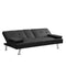 sofa bed with Armrest two holders WOOD FRAME, STAINLESS LEG, FUTON BLACK PVC - Supfirm