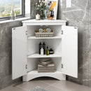 Supfirm White Triangle Bathroom Storage Cabinet with Adjustable Shelves, Freestanding Floor Cabinet for Home Kitchen