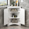 Supfirm White Triangle Bathroom Storage Cabinet with Adjustable Shelves, Freestanding Floor Cabinet for Home Kitchen