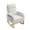 Supfirm [Video] Welike 27.6"W Modern Accent High Backrest Living Room Lounge Arm Rocking Chair, Two Side Pocket ,Teddy White (Ivory)