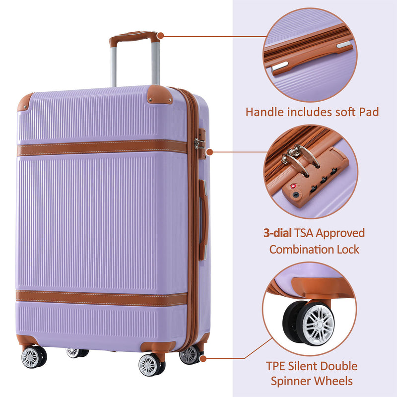 Supfirm Hardshell Luggage Sets 3 Piece double spinner 8 wheels Suitcase with TSA Lock Lightweight 20''24''28''