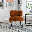 Supfirm 25.2'' Wide Faux Fur Plush Nursery Rocking Chair, Baby Nursing Chair with Metal Rocker, Fluffy Upholstered Glider Chair, Comfy Mid Century Modern Chair for Living Room, Bedroom (Caramel)