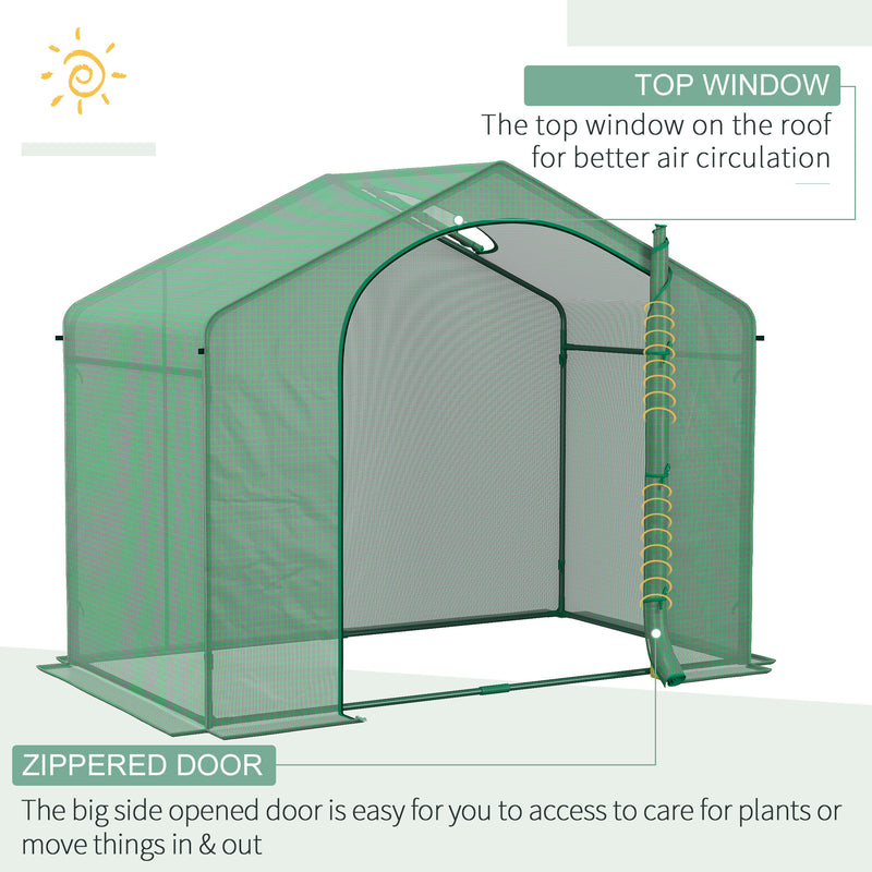 Supfirm 6' x 3' x 5' Portable Walk-in Greenhouse, PE Cover, Steel Frame Garden Hot House, Zipper Door, Top Vent for Flowers, Vegetables, Saplings, Tropical Plants, Green