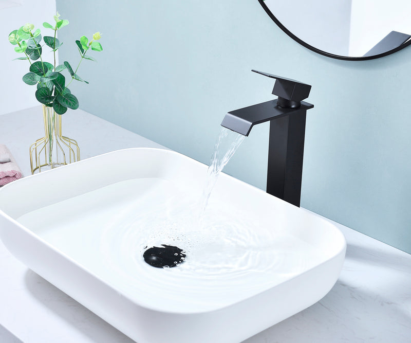 Supfirm Waterfall Spout Bathroom Faucet,Single Handle Bathroom Vanity Sink Faucet