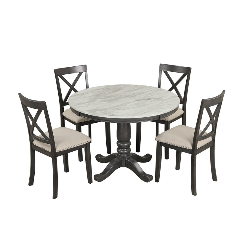 Orisfur. 5 Pieces Dining Table and Chairs Set for 4 Persons, Kitchen Room Solid Wood Table with 4 Chairs - Supfirm