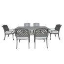 Supfirm Outdoor 7-Piece Aluminum Dining Set with Cushion, Golden Gauze