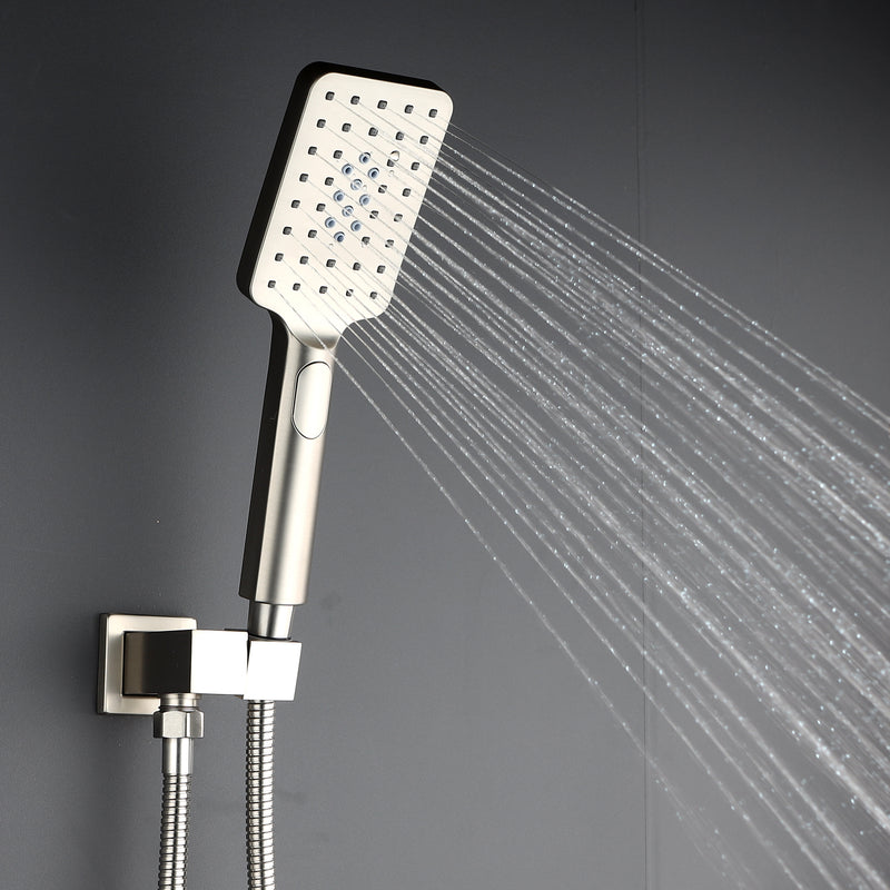 Supfirm Shower Faucet Set System Ceiling Shower Faucets Sets Complet with Rough-in Valve, 10 Inches High Pressure Rain Shower Head and Handheld