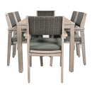 Supfirm Outdoor Dining Set Patio Dining table and Chairs with Rattan Backrest  and Removable Cushions for Patio and Backyard, White Washed