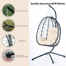 Supfirm Egg Chair with Stand Indoor Outdoor Swing Chair Patio Wicker Hanging Egg Chair Hanging Basket Chair Hammock Chair with Stand for Bedroom Living Room Balcony