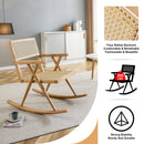 Supfirm Solid wood+imitation rattan rocking chair allows you to relax quietly indoors and outdoors, enhancing your sense of relaxation, suitable for balconies, gardens, and camping sites