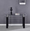 Supfirm Black MDF Console Table, Tempered Glass Top, Modern Foyer Area Table
