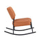 Supfirm PU material cushioned rocking chair, unique rocking chair, cushioned seat, brown backrest rocking chair, black metal legs. Comfortable side chairs in the living room, bedroom, and office