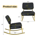 Supfirm PU material cushioned rocking chair, unique rocking chair, cushioned seat, black backrest rocking chair, and gold metal legs. Comfortable side chairs in the living room, bedroom, and office