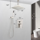 Supfirm Ceiling Mounted Shower System Combo Set with Handheld and 16"Shower head