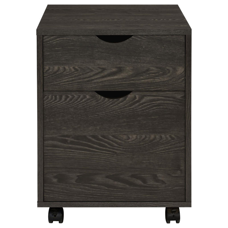 Supfirm Dark Oak 2-Drawer File Cabinet with Casters