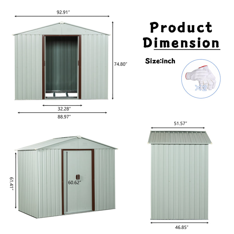 Supfirm 8ft x 4ft Outdoor Metal Storage Shed White YX48