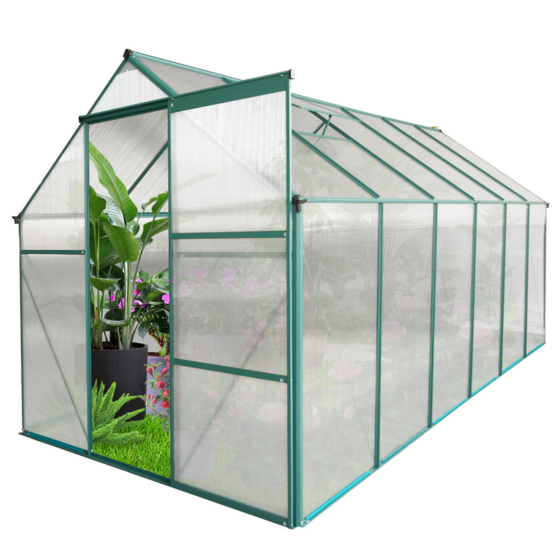 Supfirm 6x12 FT Polycarbonate Greenhouse Raised Base and Anchor Aluminum Heavy Duty Walk-in Greenhouses for Outdoor Backyard in All Season