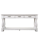 Supfirm 63inch Long Wood Console Table with 3 Drawers and 1 Bottom Shelf for Entryway Hallway Easy Assembly Extra-thick Sofa Table (Antique White)