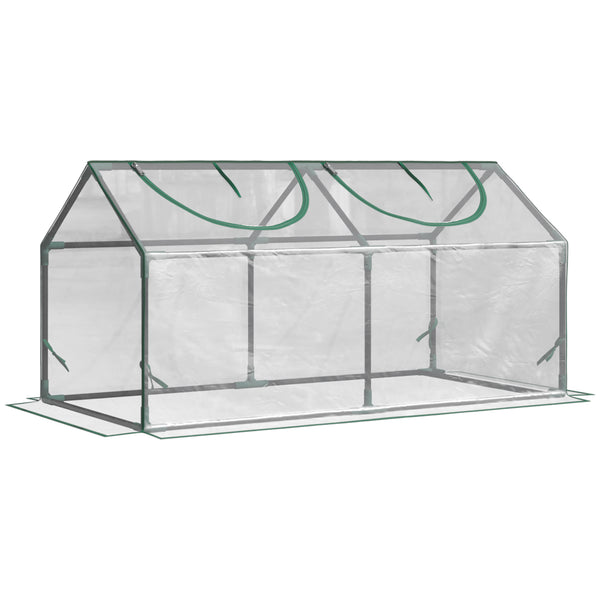 Supfirm 4' x 2' x 2' Portable Mini Greenhouse, Small Greenhouse with PVC Cover, Roll-up Zippered Windows for Indoor, Outdoor Garden, Clear