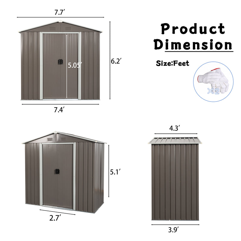 Supfirm 8ft x 4ft Outdoor Metal Storage Shed