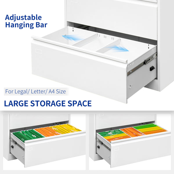 Supfirm 3 Drawer Lateral Filing Cabinet for Legal/Letter A4 Size, Large Deep Drawers Locked by Keys, Locking Wide File Cabinet for Home Office, Metal Steel