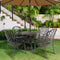 5PCS Outdoor Furniture Dining Table Set All-Weather Cast Aluminum Patio Furniture Includes 1 Round Table and 4 Chairs with Umbrella Hole for Patio Garden Deck, Lattice Weave Design,BLACK COLOR - Supfirm