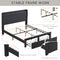 Queen Size Bed Frame with 2 Storage Drawers, Upholstered Bed Frame with Wingback Headboard Storage Shelf Built-in USB Charging Stations and Strong Wood Slats Support, No Box Spring Needed, Dark Gray - Supfirm