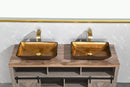 Supfirm 22.25" L -14.25" W -4 1/2" H Glass Rectangular Vessel Bathroom Sink in Gold  Set with gold Faucet and gold Pop Up Drain