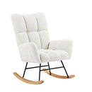 Supfirm off white teddy fabric rocking chair