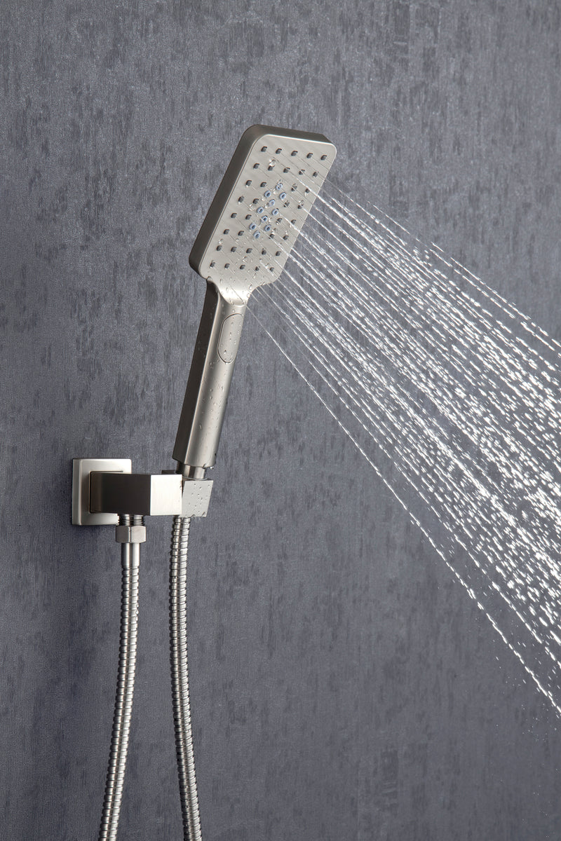 Supfirm Shower Faucet Set Shower System with 12 Inch Rain Shower Head and Handheld, Bathroom Shower Combo Set Wall Mounted System Rough-in Valve Body and Trim Included.