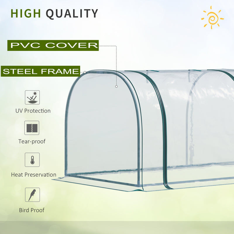 Supfirm 11' x 3' x 2.5' Mini Greenhouse, Portable Tunnel Green House with Roll-Up Zippered Doors, UV Waterproof Cover, Steel Frame, Clear