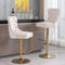 A&A Furniture,Thick Golden Swivel Velvet Barstools Adjusatble Seat Height from 27-35 Inch, Modern Upholstered Bar Stools with Backs Comfortable Tufted for Home Pub and Kitchen Island (Beige,Set of 2) - Supfirm