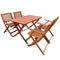 Supfirm Foldable Patio Dining Set, 4 Folding Chairs & 1 Dining Table, Indoor and outdoor universal,Teak