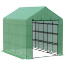 Supfirm Walk-in Greenhouse for Outdoors with Roll-up Zipper Door, 18 Shelves, PE Cover, Small & Portable Build, Heavy Duty Humidity Seal, 95.25" x 70.75" x 82.75", Green