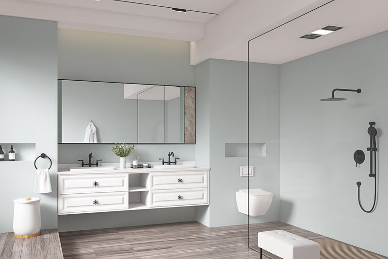 84*23*21in Wall Hung Doulble Sink Bath Vanity Cabinet Only in Bathroom Vanities without Tops - Supfirm