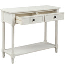 Supfirm TREXM Daisy Series Console Table Traditional Design with Two Drawers and Bottom Shelf (Ivory White)