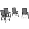 Supfirm Set of 4 Patio Folding Chairs, Stackable Outdoor Sling Patio Dining Chairs with Armrests for Lawn, Camping, Dining, Beach, Metal Frame, No Assembly, Black