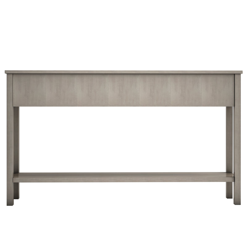 Supfirm TREXM Rustic Entryway Console Table, 60" Long Sofa Table with two Different Size Drawers and Bottom Shelf for Storage (Gray Wash)
