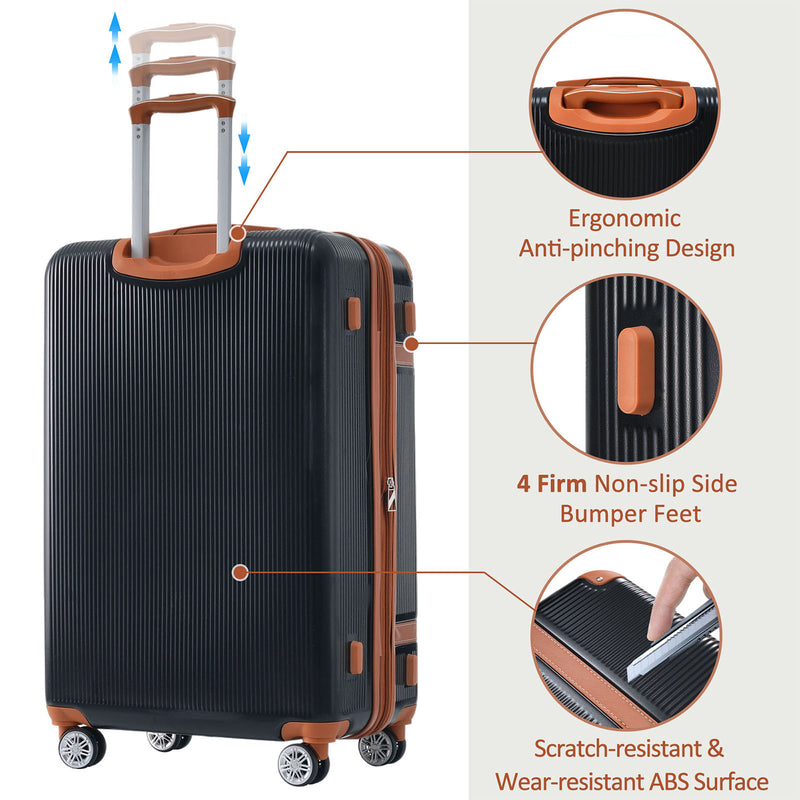 Supfirm Hardshell Luggage Sets 3 Piece double spinner 8 wheels Suitcase with TSA Lock Lightweight 20''24''28''