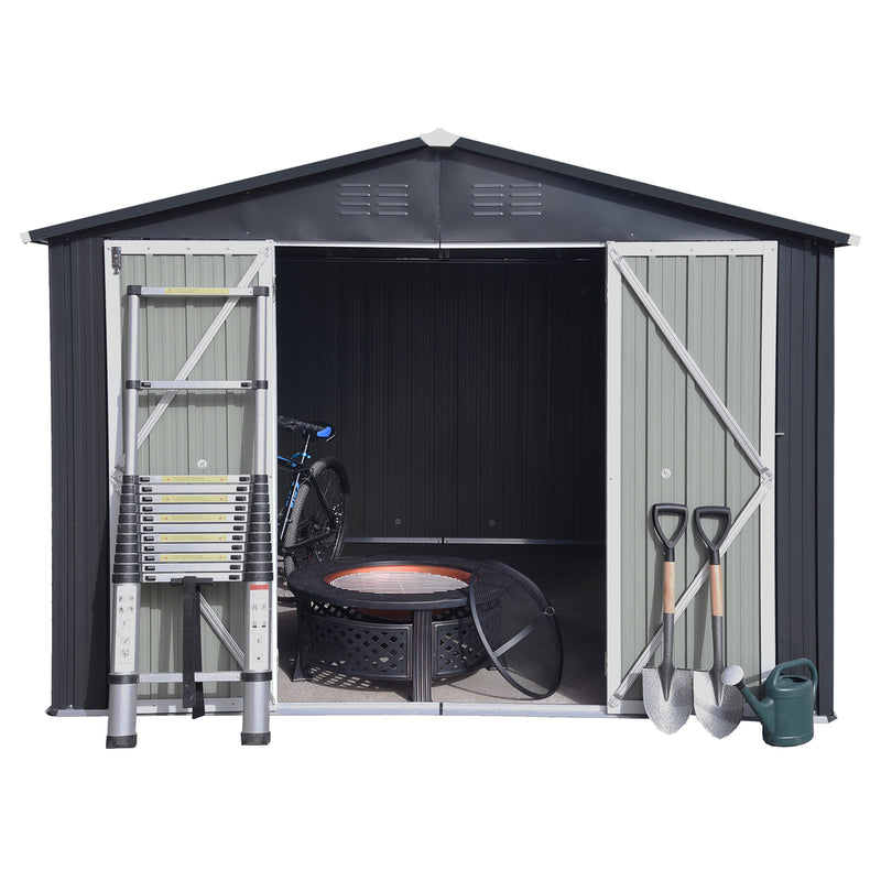 Supfirm Metal garden sheds 10ftx8ft outdoor storage sheds Dark-grey