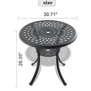 Supfirm Ø30.71-inch Cas Aluminum Patio Dining Table with Black Frame and Umbrella Hole