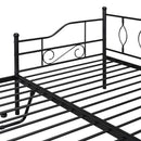 Twin Size Metal Daybed with Twin Size Adjustable Trundle, Portable Folding Trundle, Black - Supfirm